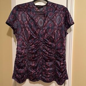 Style & Co Red and Black Ruched Blouse